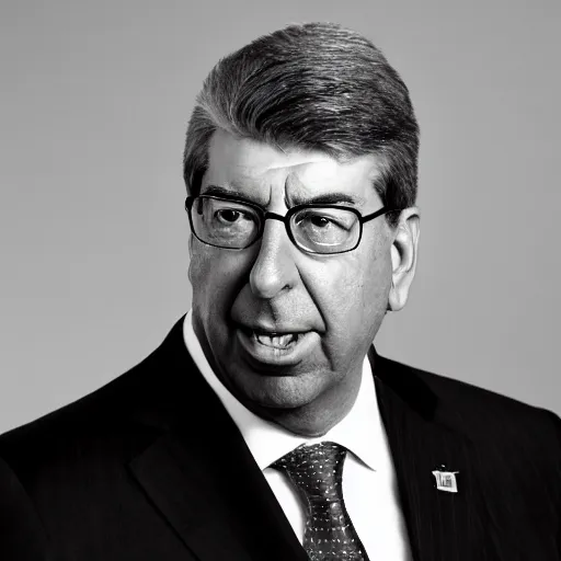 Image similar to [portrait of Patrick Balkany as the president of the European Union, close-up, official photoshoot]