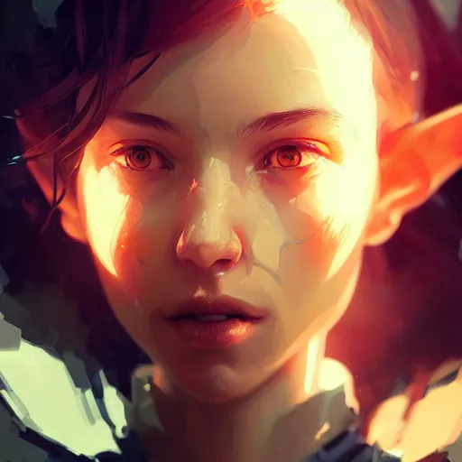 Image similar to portrait of an elf woman with elf ears wearing a valve index, dramatic lighting, illustration by Greg rutkowski, yoji shinkawa, 4k, digital art, concept art, trending on artstation