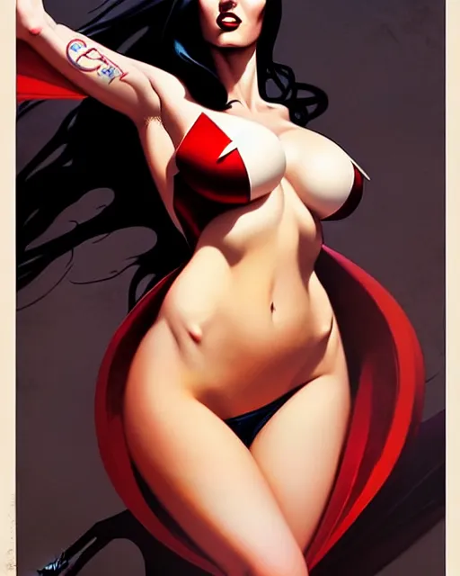 Image similar to peter mohrbacher, phil noto comicbook cover art, megan fox as vampirella