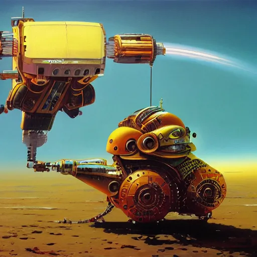 Image similar to a bio - mechanical robotic hamster mecha, moebius, chris foss, paul lehr, highly detailed, sharp, oil on canvas, 8 k, 4 k