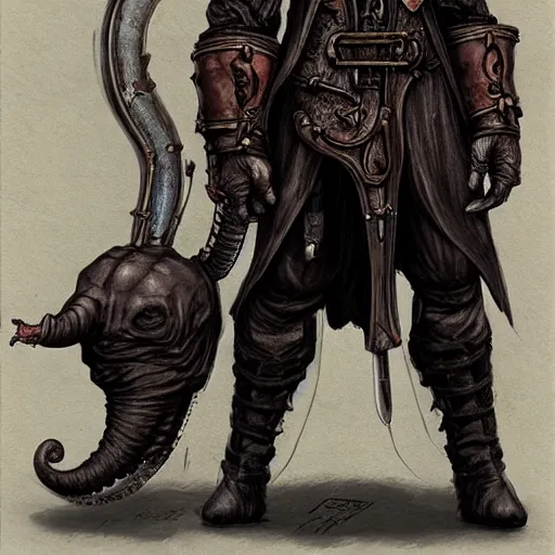 Prompt: elefant - human hybrid eldenring boss. bloodbourne, fromsoftware, conceptart.