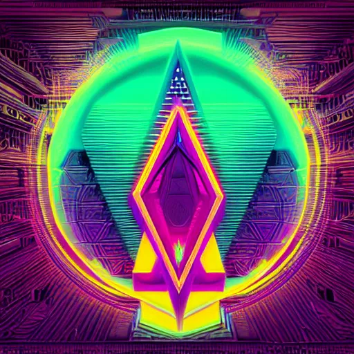 Image similar to Etherium logo from many colors, hyper detailed, retrowave synth, digital art