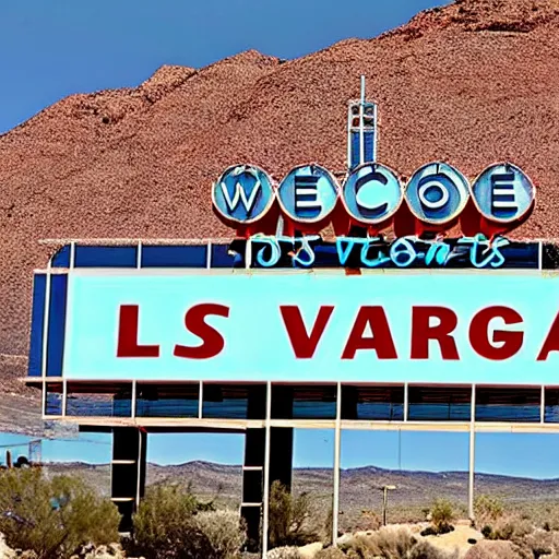 Prompt: a photo of a giant, neon billboard, on the outskirts of las vegas, that says no.