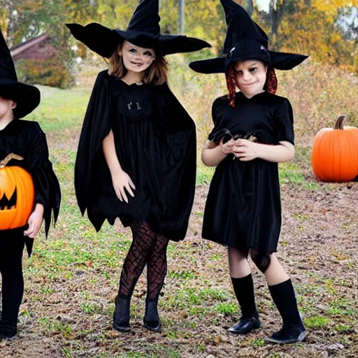 Prompt: a witch costume trick-or-treating