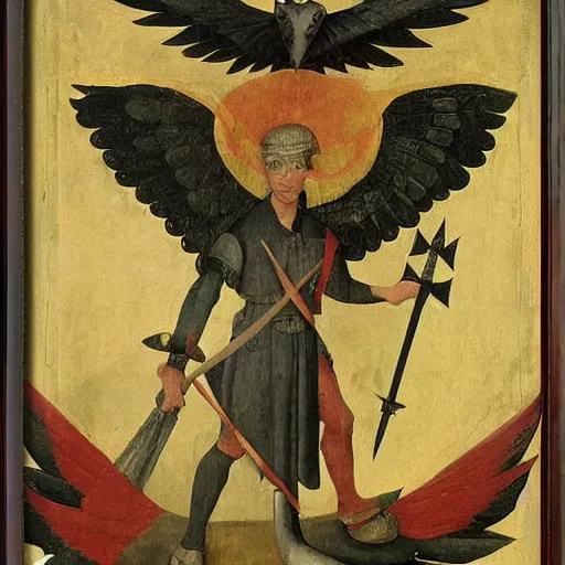 Image similar to julius caesar with wings and sword by hieronymus bosch