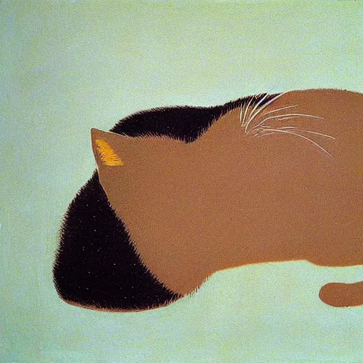 Image similar to sleeping cat by david hockney