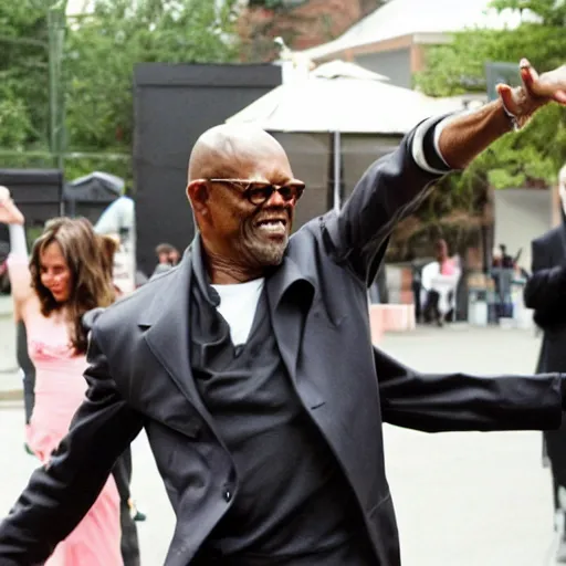 Image similar to Samuel L. Jackson as a ballerina, dancing gracefully