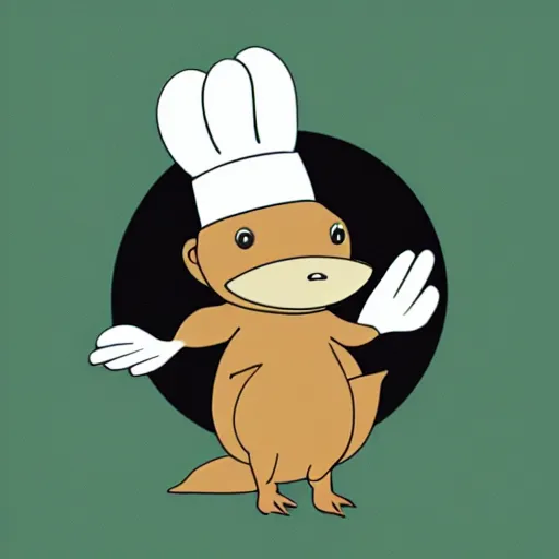 Prompt: cute platypus wearing a chef hat, logo style