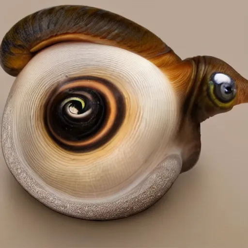 Image similar to a snail with an eyeball for a shell