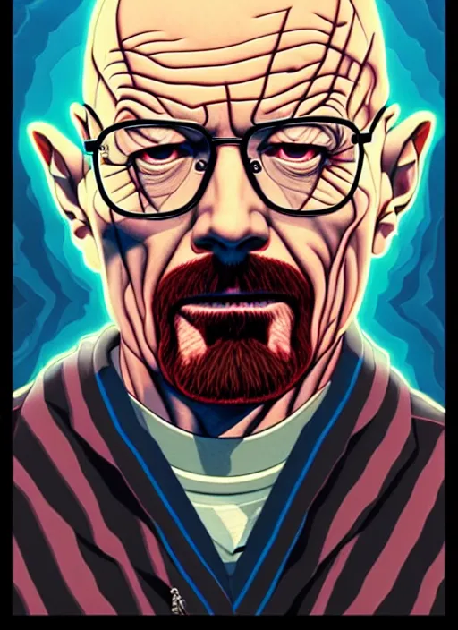 Image similar to zombie walter white mixing chemicals, tristan eaton, victo ngai, artgerm, rhads, ross draws