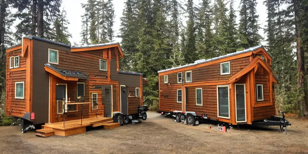 Image similar to expensive tiny house, well ventilated, attractive, cozy, pacific northwest