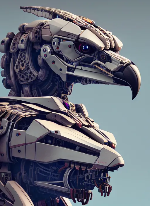 Prompt: symmetry!! portrait of a hybrid robot eagle, floral! horizon zero dawn machine, intricate, elegant, highly detailed, ray tracing, unreal 5 render, digital painting, artstation, concept art, smooth, sharp focus, illustration, art by greg rutkowski, 8 k