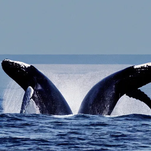 Image similar to photo of an ocean scene with whales swimming by