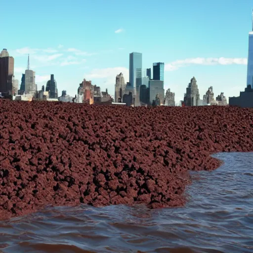 Image similar to tsunami of liquid chocolate on new york