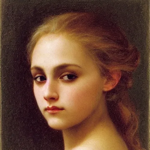 Image similar to portrait of annasophia robb, blond hair, scar on cheek, bouguereau