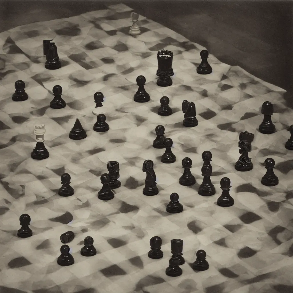 Image similar to A chess readymade connected to a machine, Marcel Duchamp, Irving Penn, Rinko Kawauchi, cyberpunk, 1919