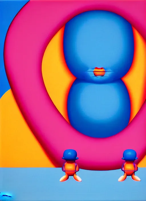 Image similar to inflated men by shusei nagaoka, kaws, david rudnick, airbrush on canvas, pastell colours, cell shaded, 8 k,