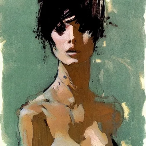 Prompt: portrait of a beautiful woman by jeffrey catherine jones