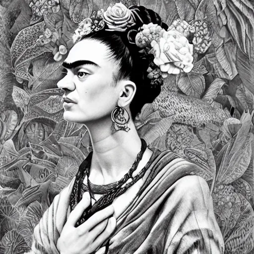 Prompt: frida kahlo, trending on art station, creative, cinematic, ultra detailed