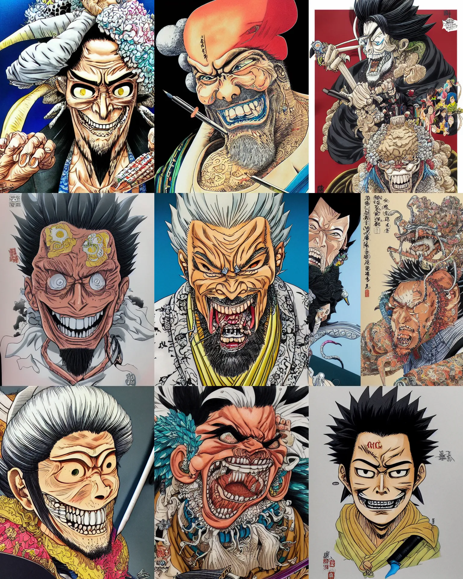 Prompt: highly detailed colored ink illustration portrait of shichibukai, clean shaped illustration by kim jung gi, ric estrada, ron english and eiichiro oda