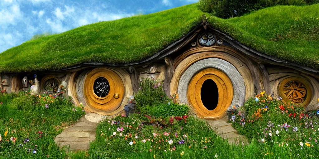 Prompt: hobbiton in the style of studio ghibli, film still