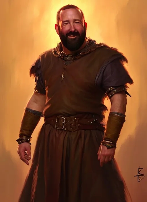 Prompt: a _ fantasy _ style _ portrait _ painting _ of burt kreischer, rpg dnd oil _ painting _ unreal _ 5 _ daz. _ rpg _ portrait _ extremely _ detailed _ artgerm _ greg _ rutkowski _ greg