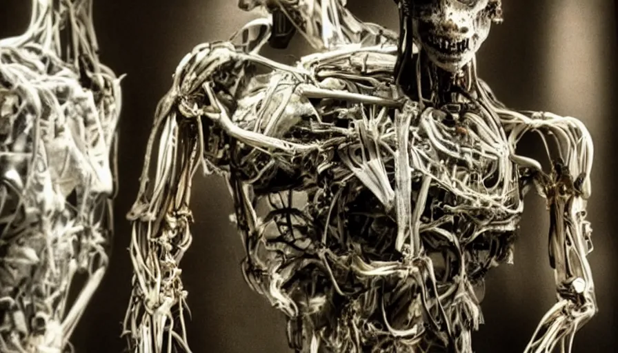 Prompt: big budget horror movie a ((((body worlds)))) cyborg