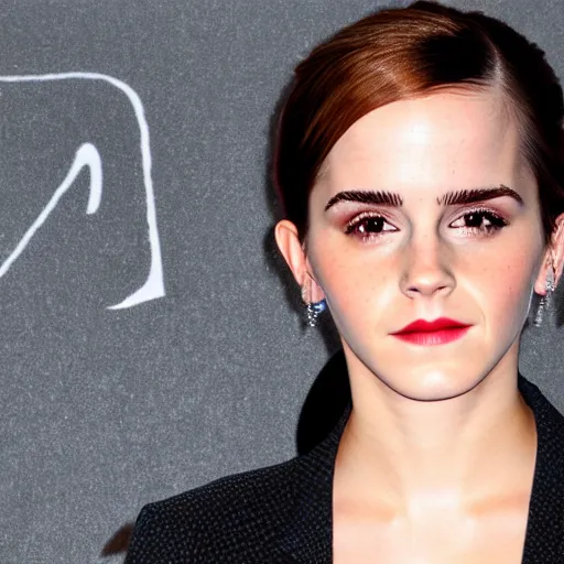 Prompt: Emma Watson with an eyepatch and a mustache