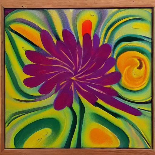 Image similar to abstract oil painting of flower made out of organic shapes merging