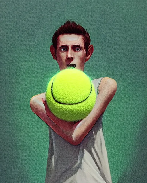 Prompt: highly detailed vfx portrait of a character of a tennis ball monster stephen bliss, unrealengine, greg rutkowski, loish, rhads, beeple, makoto shinkai and lois van baarle, ilya kuvshinov, rossdraws, tom bagshaw,