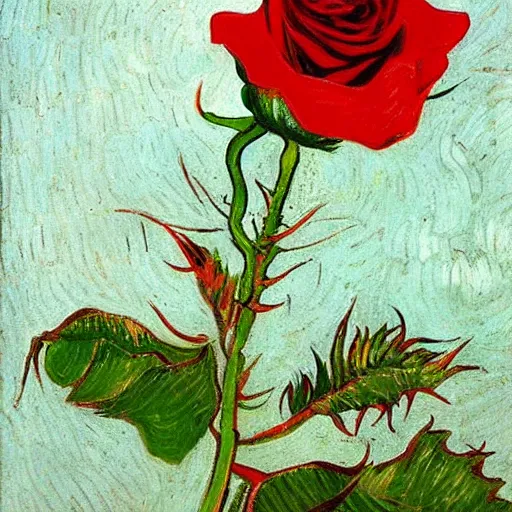 Image similar to red rose, van gogh