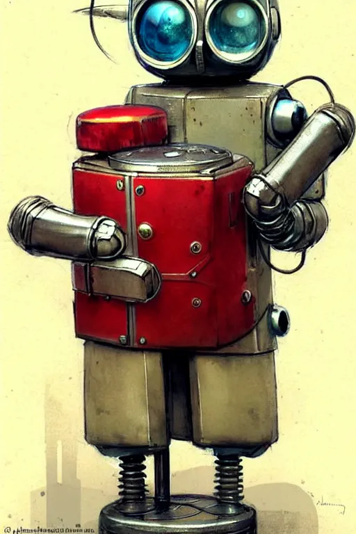 Image similar to adventurer ( ( ( ( ( 1 9 5 0 s retro future robot android wise old owl robot on a stand looking at the camera. muted colors. ) ) ) ) ) by jean baptiste monge!!!!!!!!!!!!!!!!!!!!!!!!! chrome red