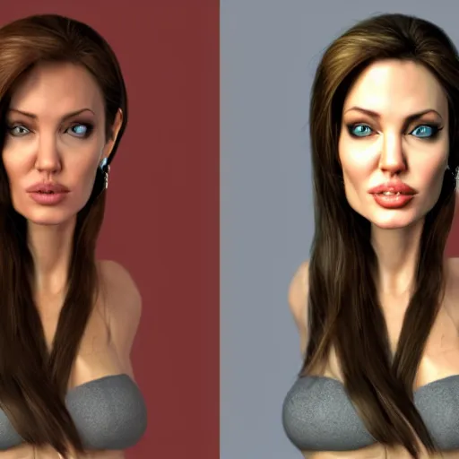 Image similar to angelina jolie fortnight skin, angelina jolie as a character in the video game fortnight, 3 d render, video game