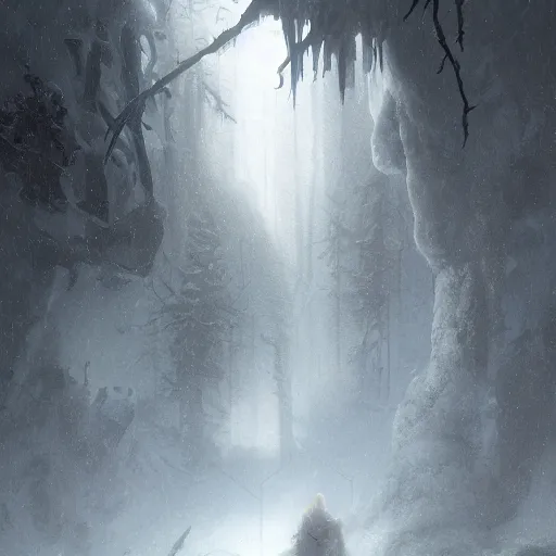 Image similar to epic portrait an secret facility in the middle of blizzardy mountains, snowy, foggy, cloudy, digital painting, artstation, concept art, soft light, hdri, smooth, sharp focus, illustration, fantasy, intricate, elegant, highly detailed, D&D, matte painting, in the style of Greg Rutkowski and Alphonse Mucha and artemisia, 8k, highly detailed, jurgens, rutkowski, bouguereau, pastoral, rustic, georgic