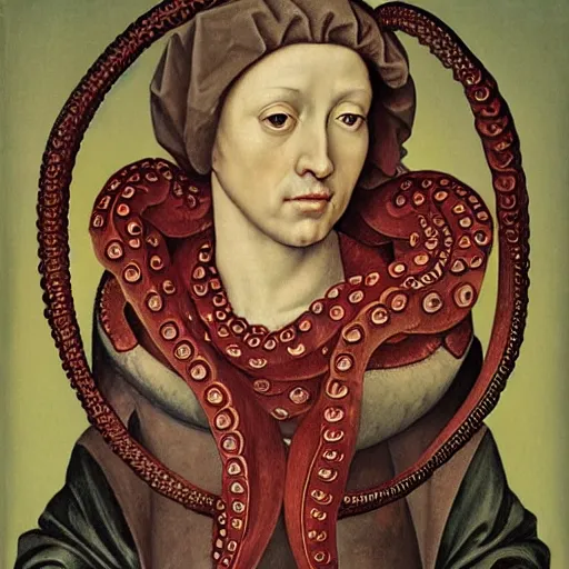 Image similar to a renaissance style portrait of a giant octopus