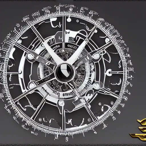 Prompt: cybernetics wings high resolution intricated zodiac gears springs details