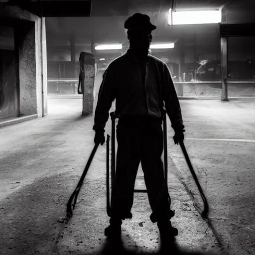 Image similar to a dramatic portrait of worker from europe, cinematic lighting