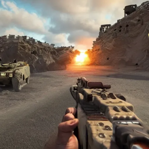 Image similar to go - pro footage of d - day, unreal engine 5 highly rendered, radiant light, detailed and intricate environment, wide angle, cinematic lighting