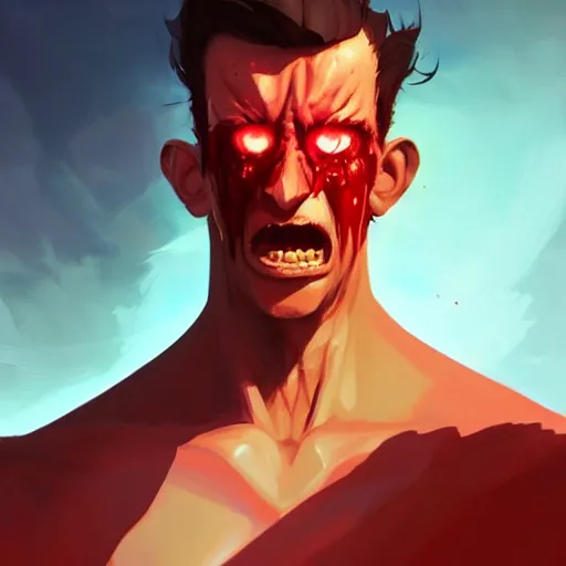 Prompt: man filled with rage, blood dripping from glowing eyes, flare, angry, behance hd artstation, style of jesper ejsing, by rhads, makoto shinkai and lois van baarle, ilya kuvshinov, ossdraws