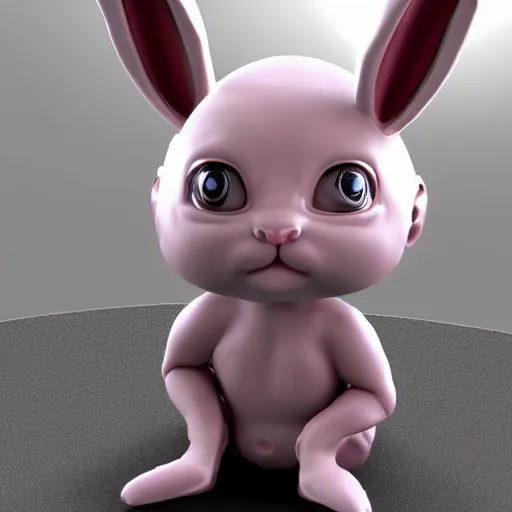 Image similar to an 8 k hi - res render of alien baby bunny rabbit, 3 d daz studio