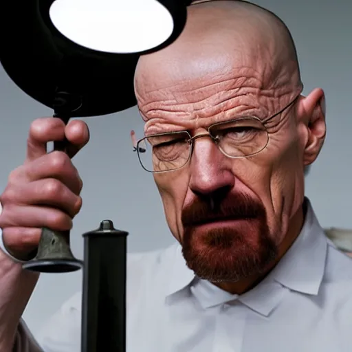 Image similar to walter white angrily strangling a lamp