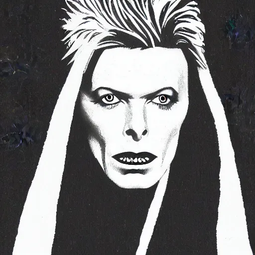 Prompt: illustration of david bowie from the labyrinth