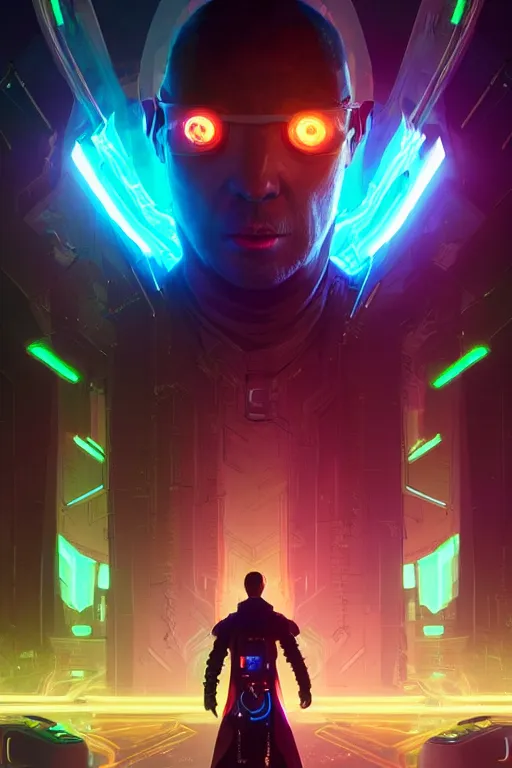 Image similar to epic portrait cyber-warlock surrounded by techy glowing glitch magic holograms, used scifi style, D&D, sketchy lines and brushstrokes, no blur, 4k resolution, ultra detailed, style of Greg Rutkowski, Zac Retz, Kawase Hasui, beeple, Eddie Mendoza, alphonse mucha,