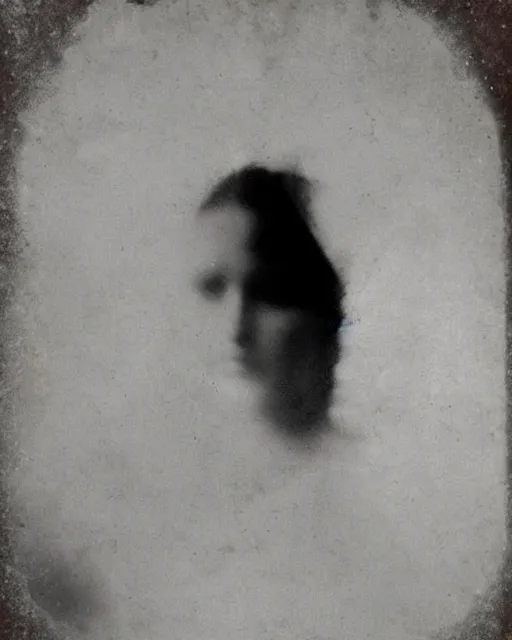 Image similar to double-exposure ghost effect close up of a person in victorian dress, style of pinhole photography,