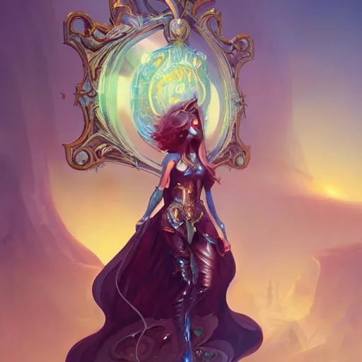 Image similar to a shiney metalic intricate detailed magical object, concept art by peter mohrbacher, featured on polycount, art nouveau, polycount, artstation hq, artstation hd