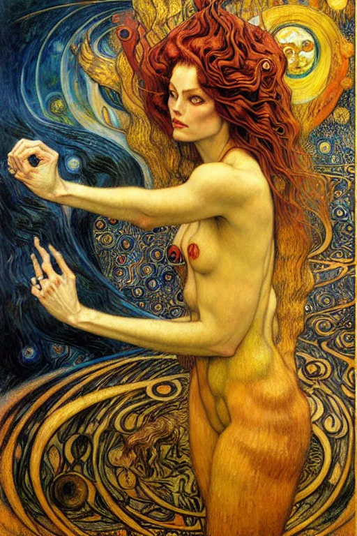 Image similar to Divine Chaos Engine by Karol Bak, Jean Delville, William Blake, Gustav Klimt, and Vincent Van Gogh, symbolist, visionary