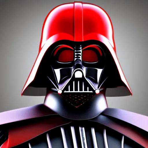 Image similar to darth vader, portrait, realistic, high definition, very detailed, extremely high detail, photo realistic, symmetrical, unreal engine 5, red color