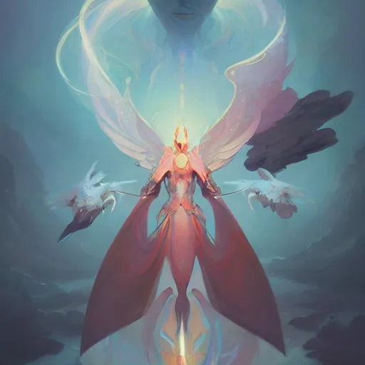 Image similar to a beautiful illustration of a robot seraphim by pete mohrbacher and guweiz and josan gonzalez, graphic novel