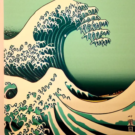 Image similar to okiganawa wave by midjourney