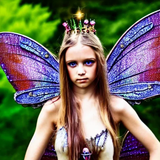 Prompt: photo of a beautiful! fairy warrior with jewel encrusted armour